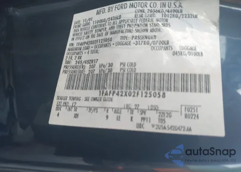 2002 Ford Mustang Gt из США, поврежденный, VIN 1FAFP42X02F125058